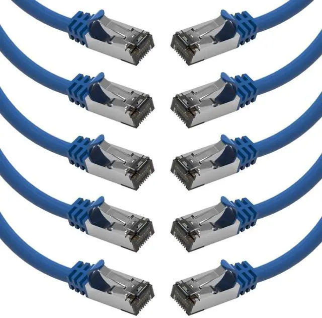 Main image of [50 Micron Gold Plated 3Ft Cat.8 S/FTP Shielded Ethernet Network Cable Blue 26AWG- 10 Pack