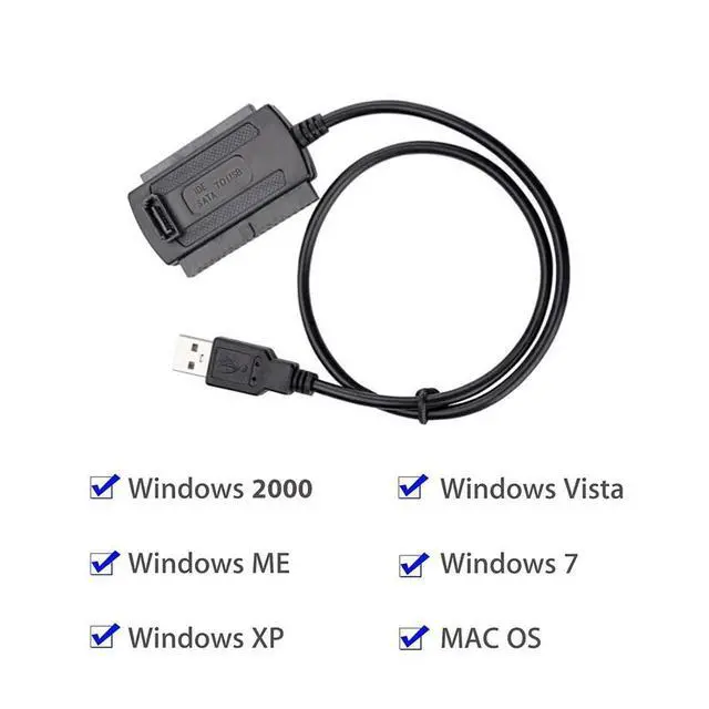 Alt view image 3 of 3 - SATA to USB 2 SATA IDE Adapter Cable PATA IDE to USB Converter for 2.5 3.5 Inch SSD HDD with AC Adapter Support OS(UK)