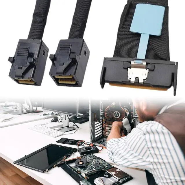Alt view image 2 of 5 - Highly Speed 8i 74PSlimline to 2SFF-8643 PCIE5.0 Data Cable for Servers and Workstations, 80cm/31.5inch