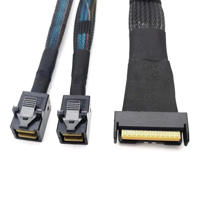 Alt view image 3 of 5 - Highly Speed 8i 74PSlimline to 2SFF-8643 PCIE5.0 Data Cable for Servers and Workstations, 80cm/31.5inch