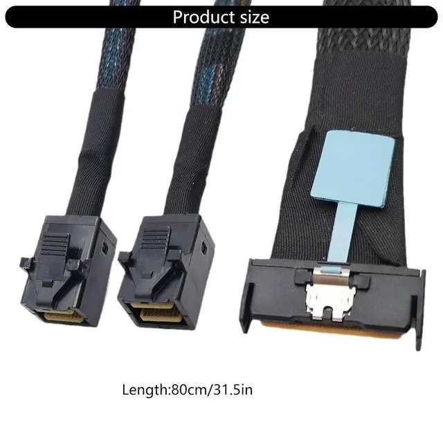 Alt view image 4 of 5 - Highly Speed 8i 74PSlimline to 2SFF-8643 PCIE5.0 Data Cable for Servers and Workstations, 80cm/31.5inch