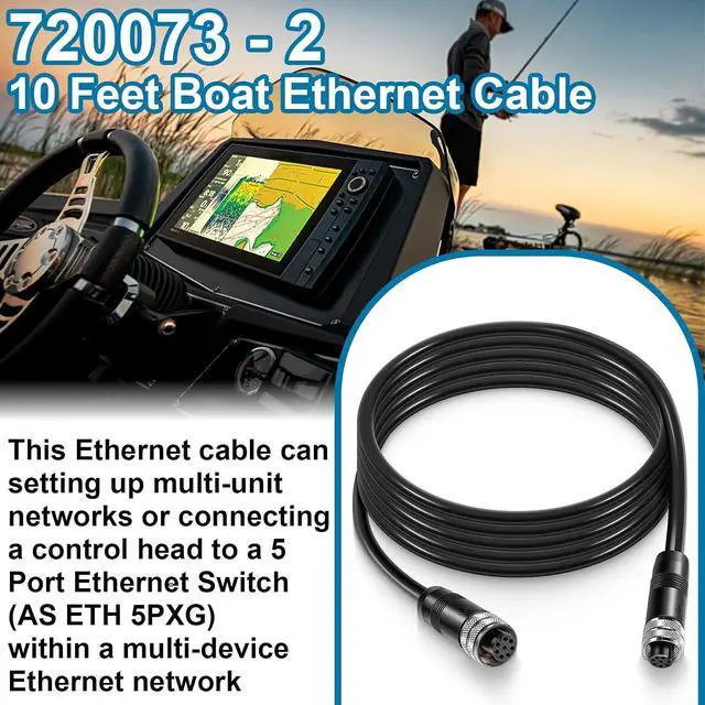Alt view image 3 of 7 - 720073-2 AS EC 10E Boat Ethernet Cable 10 Feet Replace for Humminbird, Fit for SOLIX, Helix G2N, Helix G1, Onix, ION, 1100, 900, 800, 700 Series