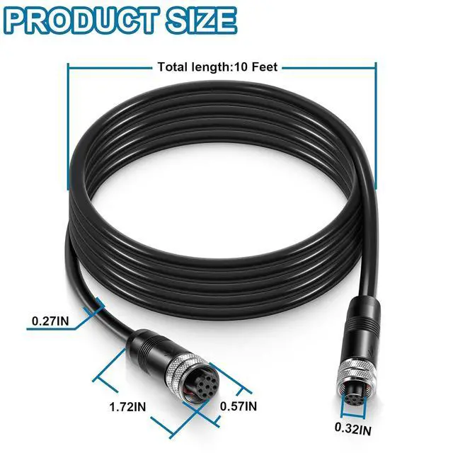 Alt view image 6 of 7 - 720073-2 AS EC 10E Boat Ethernet Cable 10 Feet Replace for Humminbird, Fit for SOLIX, Helix G2N, Helix G1, Onix, ION, 1100, 900, 800, 700 Series