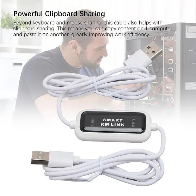 Alt view image 4 of 7 - Bewinner Keyboard, Mouse Share Sync Data Cable, for Smart KM PC to PC File Transfer, with Copy Computer Cable