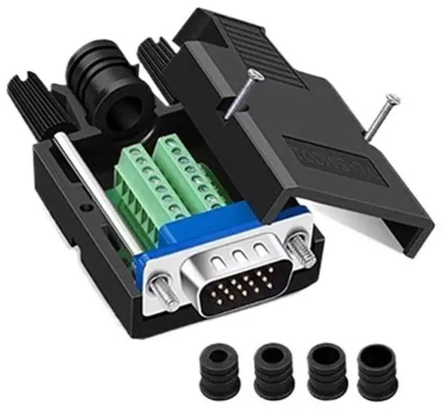Main image of 1PC VGA 3+9 Solderless Connector 15Pin 3+6 Breakout Terminal Joint Weld-Free DB15 3-Row Male Female Computer Monitor Projector(3 9 Female Screw)