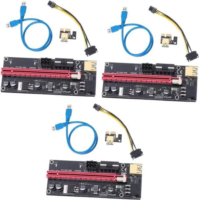 Main image of Mobestech 3sets Pcie Riser Card to Adapter for Graphics Cards Connectors High-Speed Pci Extension Cable Compatible Systems and Stable Design