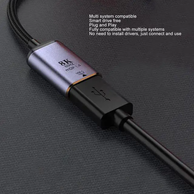 Alt view image 2 of 7 - Septpenta Type C Adapter Cable, 8K and 60HZ HD Signal, 3D Stereo Imaging Technology, DP1.4 DP Interface, Dual Mode Support Laptop Projection Screen, Carry with You for TV(Type-C to DP Short Cable)