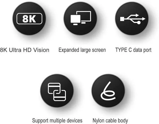 Alt view image 7 of 7 - Septpenta Type C Adapter Cable, 8K and 60HZ HD Signal, 3D Stereo Imaging Technology, DP1.4 DP Interface, Dual Mode Support Laptop Projection Screen, Carry with You for TV(Type-C to DP Short Cable)
