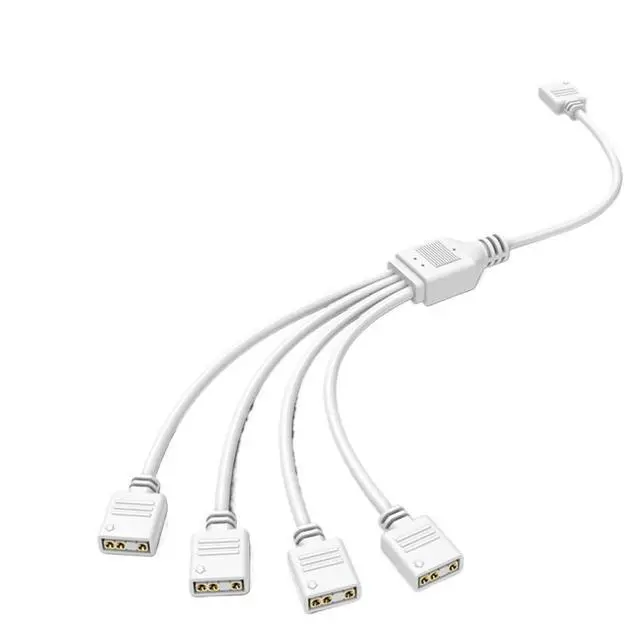 Alt view image 4 of 7 - ARGB Splitter 5V 3 Pin All Mainboard ARGB Extension Cable 1 to 2/3/4(White 1 to 3)