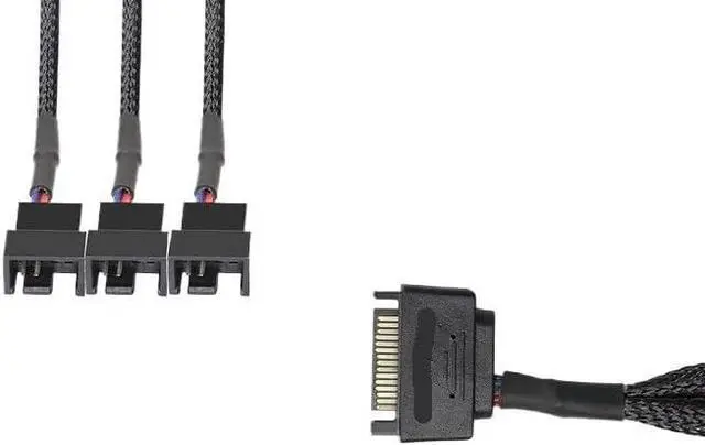 Alt view image 3 of 4 - 3/4 Pin Fan Adapter 15 Pin SATA to 12V PC Case Fan Splitter Extension Power Cable Adapter