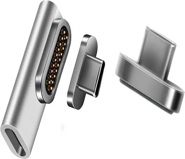 Main image of USB C Magnetic Adapter 20pins Bundle, 20Pins Adapter + Extra Magnetic Connector Tips Head for 20Pins. PD 100W Fast Charger Connector Compatible with MacBook Pro Air, Flat USB C Silver
