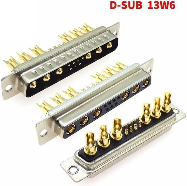 Main image of 1PCS 13W6 30A Gold Plated Male Female high Current Connector D-SUB Adapter Solder Type 13Pin Plug Socket Welding(13W6 Female Socket)