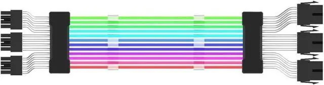 Main image of PSU Power Supply Extension Cable 24 Pin Motherboard Extension Cable Graphics Card 8-Pin 6+2Pin RGB Glow(3X8pin Black)