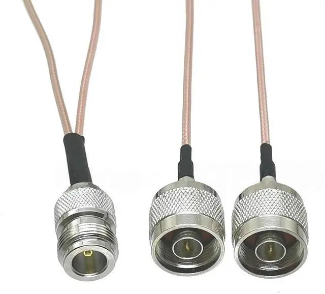 Alt view image 2 of 4 - N Female Ja-ck to 2 X N Male Plug Connector Cable Splitter Combiner Y Type Cable Pigtail RG316 6/8/12/20inch/3FT/6FT/10FT(15CM)
