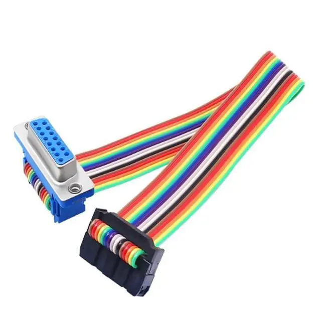 Alt view image 2 of 2 - D-Sub DB9 9 Pin Male/Female Connector to FC-10P IDC Female 2.54mm 10 Pin Rainbow/Multicolor Flat Ribbon Cable to DIDC 9P(DB9 Female,300CM)