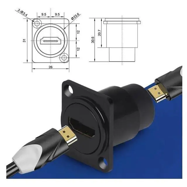 Alt view image 5 of 5 - HDMI Solder-Free Plug Male Head Connector HDMI-Compatible V2.0 Welding Female Connectors 4K HD Line Repair DIY Adapter(B)