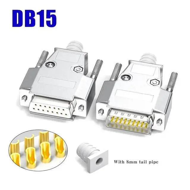 Alt view image 2 of 5 - DB15 Industrial-Grade Male Female Plug Sol*/id Needle 2 Rows 15 Pin Serial Port Connector DB15 D-SUB Metal Shell Soldering Plug(Female-PS)