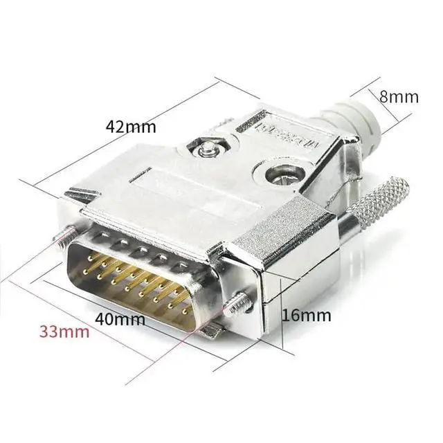 Alt view image 3 of 5 - DB15 Industrial-Grade Male Female Plug Sol*/id Needle 2 Rows 15 Pin Serial Port Connector DB15 D-SUB Metal Shell Soldering Plug(Female-PS)