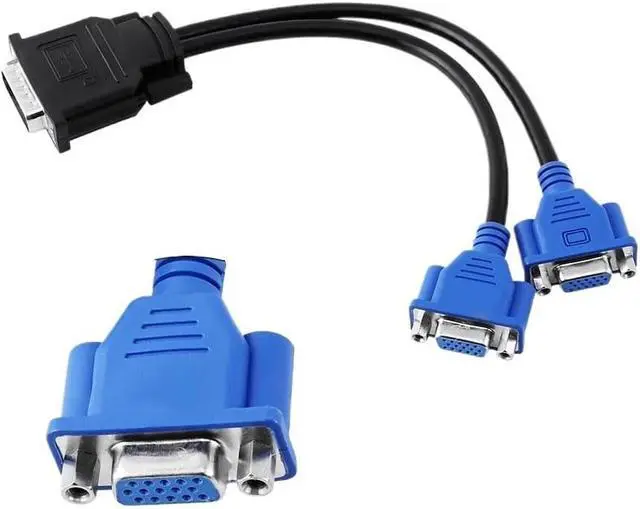 Alt view image 2 of 5 - 2 VGA Female Splitter Adapter Cable, DMS-59 Male to Dual 15 Pin
