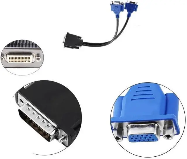 Alt view image 3 of 5 - 2 VGA Female Splitter Adapter Cable, DMS-59 Male to Dual 15 Pin