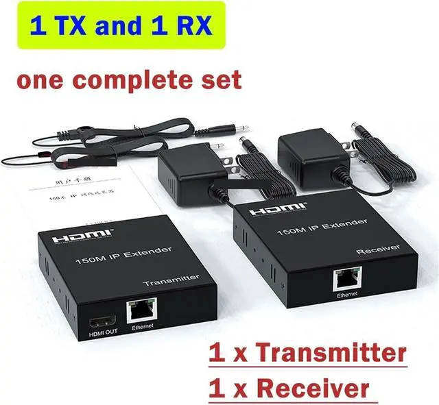 Alt view image 2 of 3 - 150M HDMI Extender Over IP CAT5e/6 Cable 492ft 1080P Ethernet with Loop Out Support Many RX via Gigabit Switch(1 TX and 1RX,with US Plug)