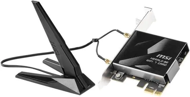 Alt view image 2 of 5 - MSI Herald-BE WI-FI 7 MAX (Wi-Fi 7, 802.11BE, Bluetooth 5.4, PCIe, Multi-Link Operation Technology, External Antenna)