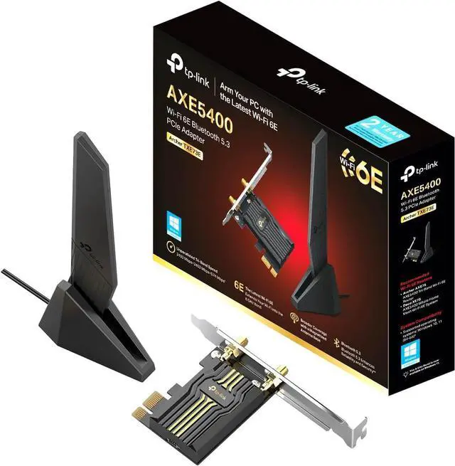 Main image of TP-Link WiFi 6E Intel AX210 PCIe WiFi Card for Desktop PC (Archer TXE73E), Up to 5.4 Gbps Tri-Band Wireless Card | 6 GHz | Low-Latency | Bluetooth 5.3 | Low-Profile Single Antenna | OFDMA, MU-MIMO