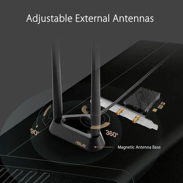 Alt view image 7 of 7 - ASUS PCE-BE92BT WiFi 7 PCI-E Adapter with 2 External Antennas. Supporting 6GHz Band, 320MHz, Bluetooth 5.4, WPA3 Network Security, OFDMA and MU-MIMO, only Compatible with Intel motherboards