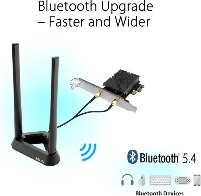 Alt view image 5 of 7 - ASUS PCE-BE92BT WiFi 7 PCI-E Adapter with 2 External Antennas. Supporting 6GHz Band, 320MHz, Bluetooth 5.4, WPA3 Network Security, OFDMA and MU-MIMO, only Compatible with Intel motherboards
