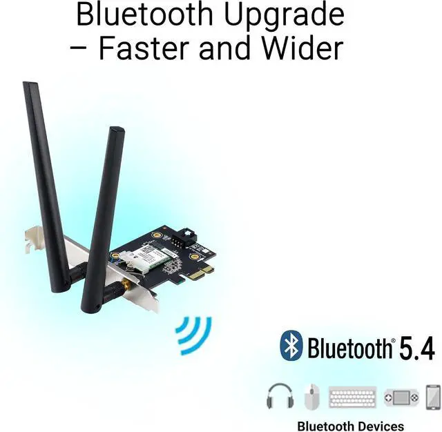 Alt view image 5 of 7 - ASUS BE6500 Tri Band PCI-E WiFi 7 (802.11be). Bluetooth 5.4, WPA3 Network Security, OFDMA and MU-MIMO, MLO, Win 11 only, TAA Compliant
