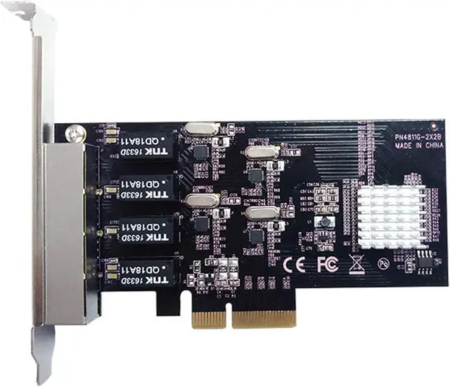 Alt view image 3 of 4 - Vantec 4-Port PCIe Gigabit Ethernet Network Card with Low Profile Bracket 9K Jumbo Frame for PCIe x4/x8/x16 Slot Black/Silver (UGT-PC100GNA)