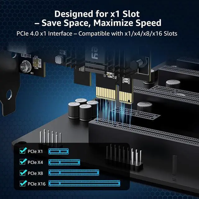 Alt view image 6 of 7 - 10G PCIe Network Card, YuanLey 10G Base-T Ethernet Card with Realtek RTL8127AT Conrtoller, PCIE to 10Gb RJ45 Ethernet Adapter NIC Compatible with PCI Express X1,X4,X8,X16, Support WOL