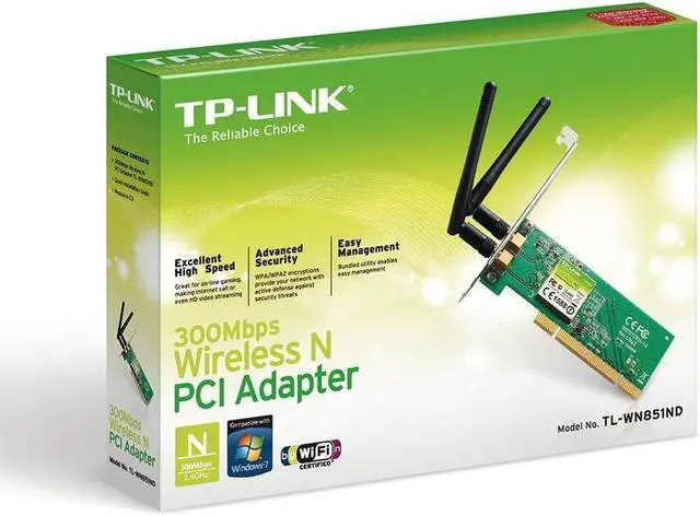 Alt view image 2 of 2 - TP-Link 300Mbps Wireless N PCI Adapter (TL-WN851ND)