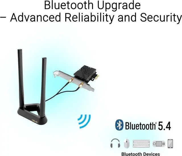 Alt view image 5 of 7 - ASUS BE6500 (PCE-BE90BT) Tri Band PCI-E WiFi 7 (802.11be), Bluetooth 5.4, WPA3 Network Security, OFDMA and MU-MIMO, Multi-Link Operation, TAA Compliant