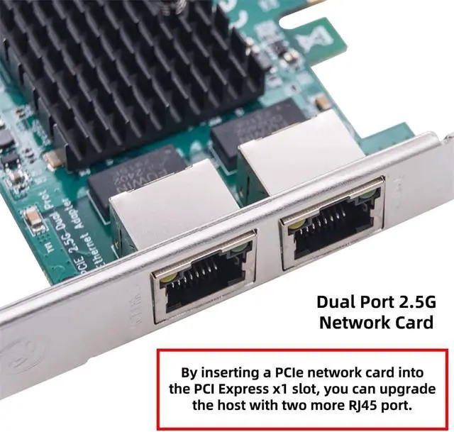 Alt view image 3 of 7 - CY Dual Ports 2500Mbps 2.5Gbps to PCI-E PCI Express 1x GBE Gigabit 1000Mbps Ethernet Network LAN Cable Adapter for Desktop Motherboard