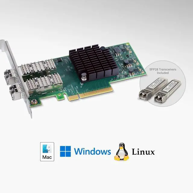 Alt view image 3 of 7 - Sonnet Twin10G SFP28 PCIe Card Optical 10 Gigabit Ethernet