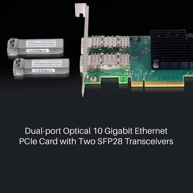 Alt view image 6 of 7 - Sonnet Twin10G SFP28 PCIe Card Optical 10 Gigabit Ethernet