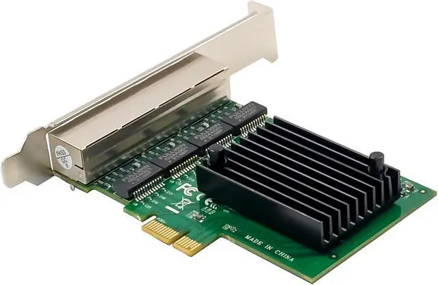 Alt view image 3 of 7 - Inline Quad Gigabit Network Card 4X RJ45 1Gb/s PCIe x1 with Low Profile Bracket 51127B