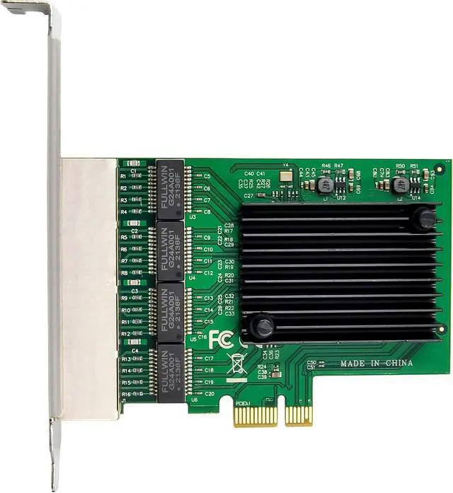 Alt view image 5 of 7 - Inline Quad Gigabit Network Card 4X RJ45 1Gb/s PCIe x1 with Low Profile Bracket 51127B