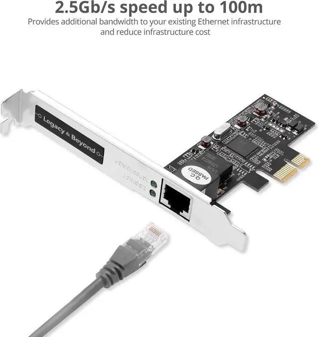 Alt view image 4 of 7 - SIIG Single 2.5G Multi-Gigabit Ethernet PCIe Network Card, LB-GE0611-S1 | PCIe 2.0 x1 to RJ-45, 2.5GBASE-T, NBASE-T, 2500/1000/100/10Mbps, Realtek RTL8125 Chipset