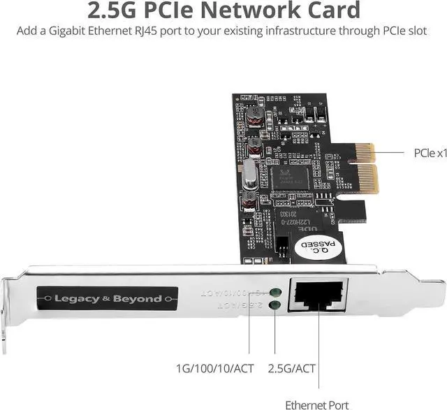 Alt view image 3 of 7 - SIIG Single 2.5G Multi-Gigabit Ethernet PCIe Network Card, LB-GE0611-S1 | PCIe 2.0 x1 to RJ-45, 2.5GBASE-T, NBASE-T, 2500/1000/100/10Mbps, Realtek RTL8125 Chipset