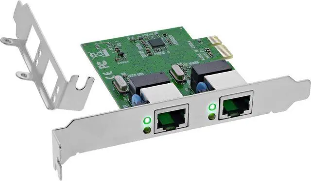 Main image of InLine 51128K Dual Gigabit Network Card with 2X RJ45 PCIe x1 with Low Profile Slot Bracket VLAN Jumbo Frames Energy Efficient