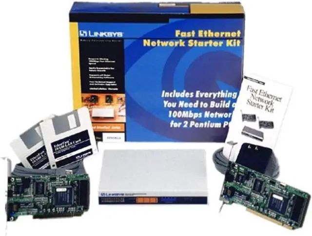 Main image of Linksys Internet Lanbridge Starter Kit 2-10/100 PCI Cards 1 4-Port Hub