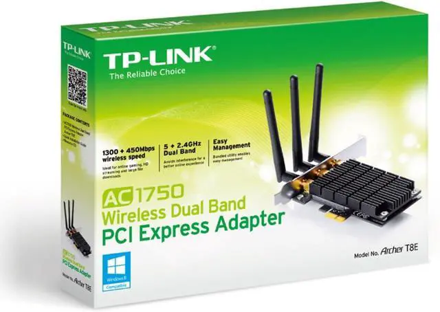 Alt view image 4 of 4 - TP-LINK Archer T8E AC1750 Dual Band Wireless PCI Express Adapter, 2.4Ghz 450Mbps + 5Ghz 1300Mbps, 3T3R MIMO, Include Low-profile Bracket, Support Windows XP/7/8/8.1/10