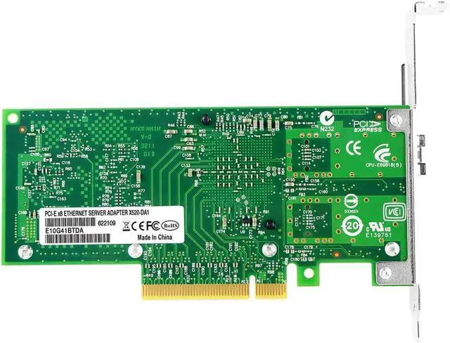 Alt view image 4 of 7 - JMT PCIe2.0 x8 to 1Port SFP+ Network Card 10G Fiber Module Adapter X520-DA1 Support X8 X16