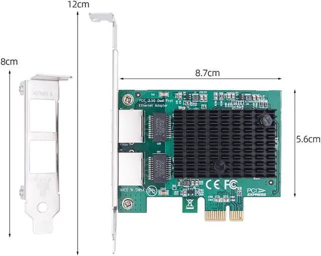 Alt view image 5 of 5 - JMT PCI-E X1 to 2.5G Dual Port Network Card RJ45 Port Ethernet Network Adapter for PC Desktop