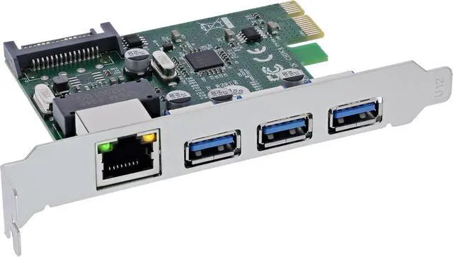 Main image of InLine® Gigabit and USB 3.2 Gen.1 Network Combo Card, 1 x RJ45, 3 x USB-A, PCIe x1, 51125R