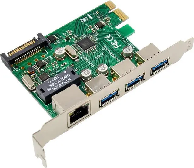 Alt view image 2 of 7 - InLine® Gigabit and USB 3.2 Gen.1 Network Combo Card, 1 x RJ45, 3 x USB-A, PCIe x1, 51125R