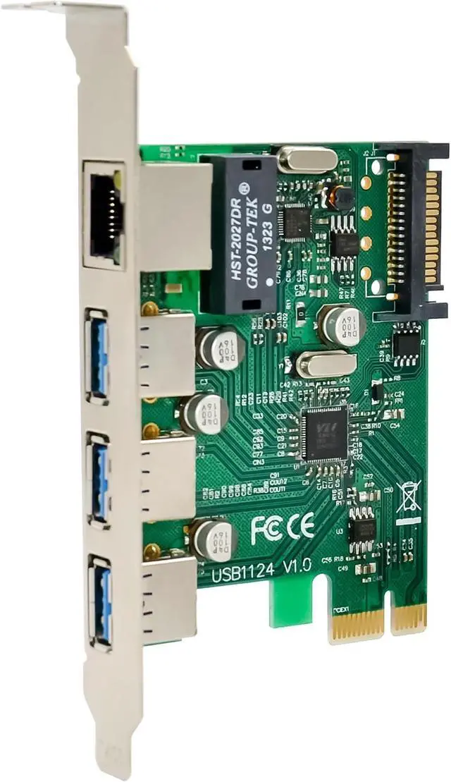 Alt view image 5 of 7 - InLine® Gigabit and USB 3.2 Gen.1 Network Combo Card, 1 x RJ45, 3 x USB-A, PCIe x1, 51125R