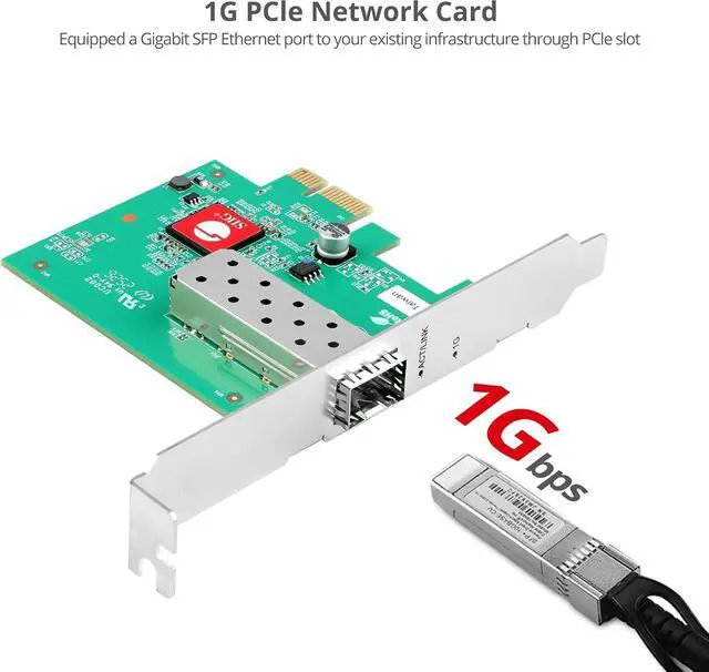 Alt view image 3 of 7 - SIIG Single Port 1G SFP Ethernet Network PCIe Card - 1Gbps - Dual-Profile Design -Gigabit Ethernet - SFP Fiber Network Card - TAA Compliant (CN-GP1411-S1)